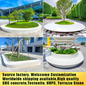 G072 Banco Moderno Curvo de Hormigón GRC para Exteriores, Mobiliario Urbano de Paisaje, Resistente a los Rayos UV, Tamaño Personalizado - Product Image 3