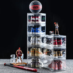 Hoomesweet — boîte de rangement de chaussures, en plastique, à ouverture sur le côté magnétique, transparent et pliable, pour organisateur de basket-ball, Air jordan, à la mode - Product Image 2