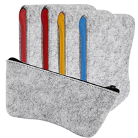Étui de protection gris personnalisé avec logo pour stylos et crayons, pochette portable en feutre simple pour lunettes d'enfants