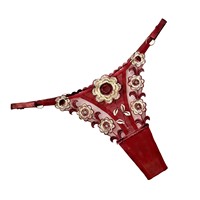String brodé tricoté à taille basse avec ceinture ajustable, lingerie sexy pour femme, tentation quotidienne