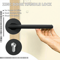 Poignée de porte moderne en zinc avec serrure, finition noir mat, roseau rond, quincaillerie de porte intérieure pour appartement, maison, bureau