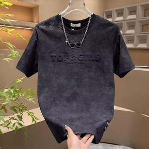 Camiseta de Verano para Hombre con Estampado de Letras, Manga Corta, Corte Regular, Cuello Redondo, Transpirable, Ecológica, Vintage, 100% Algodón, Estilo Casual Urbano - Product Image 2