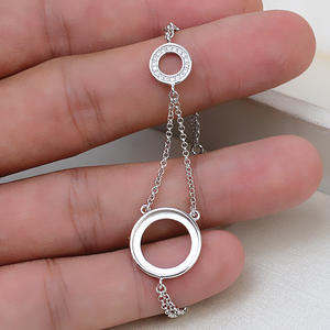 Componentes de Joyería WENCHI S925, Eslabones de Cadena Circulares Huecos de Plata para Pulseras DIY, Diseño de Base Plana para Perlas de 14mm - Product Image 2