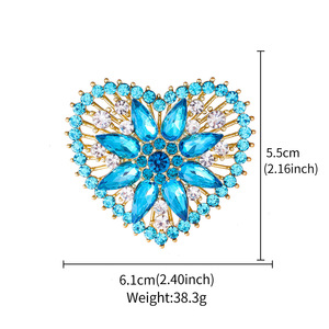 Broche de luxe pour femme, personnalisée, en alliage coloré, motif fleur, plaquée, ornée de strass en cristal, accessoire de poitrine pour mariages et fêtes - Product Image 3