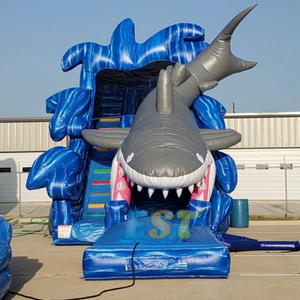 Nouveau design toboggan <span class=keywords><strong>gonflable</strong></span> de qualité commerciale toboggan <span class=keywords><strong>gonflable</strong></span> de <span class=keywords><strong>requin</strong></span> toboggan aquatique extérieur avec <span class=keywords><strong>piscine</strong></span> à vendre - Product Image 6
