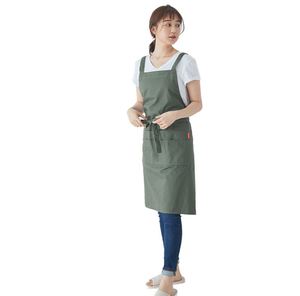 Tablier de travail élégant coréen en polyester et coton de couleur unie, fourni par l'usine, pour chef, serveur, restaurant de thé au lait et café - Product Image 1