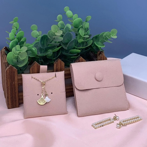 Pochette à bijoux carrée pliable rose luxueuse, sac d'emballage pour bijoux personnalisé avec insert et boîte - Product Image 4