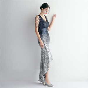 19617 # Long Banquet Mince Soirée Tempérament Élégant Long Gradient Perle Artisanat Perles Robe De Soirée - Product Image 2