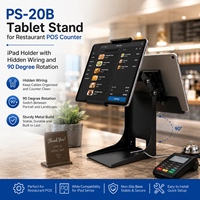 Support de tablette PS-20B pour comptoir de restaurant, support iPad avec câblage dissimulé et rotation à 90 degrés