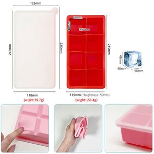 ถาดน้ำแข็งซิลิโคนแบบมีฝาปิด 8 ช่อง ขนาด 1/2 ถ้วย - แม่พิมพ์ซิลิโคนสำหรับเตรียมอาหารและแช่แข็ง - Product Image 2