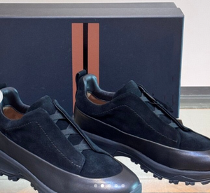 Sneakers de luxe pour homme, design officiel Zegnashoe, en cuir et daim, triple couture, modèle Montee - Product Image 1