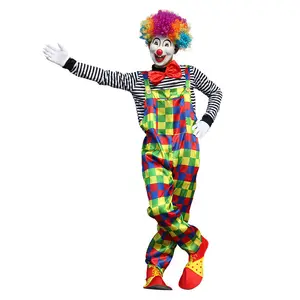 Костюм на Хэллоуин Джокер, костюмы для взрослых, Костюмы Клоуна, сценические костюмы с париком и маской
