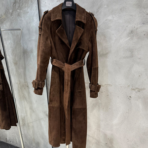 Cappotto Lungo Oversize in Vera <span class=keywords><strong>Pelle</strong></span> di Pecora, Giacca in <span class=keywords><strong>Pelle</strong></span> Scamosciata da Donna - Product Image 2