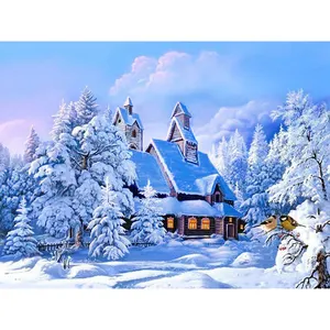 HUACAN 5D DIY Schnee Diamant Malerei Winter Full Square Drill Mosaik Haus Stickerei Landschaft Home Decoration Wand dekoration