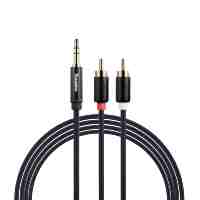 Câble audio plaqué or 24 carats de haute qualité 3,5 mm vers RCA avec coque en alliage d'aluminium pour lecteur DVD et audio professionnel MP3