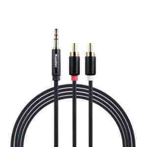 Cavo Audio di Alta Qualità Placcato in Oro 24K da <span class=keywords><strong>3</strong></span>.5mm a <span class=keywords><strong>RCA</strong></span> con Guscio in Lega di Alluminio per Lettore DVD e MP3 Audio Professionale - Product Image 2