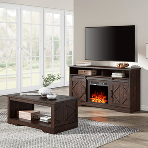 Hiện đại màu nâu vật liệu gỗ sang trọng lò sưởi thiết kế đồ nội thất bảng cà phê TV de bảng đứng Tủ Set - Product Image 3