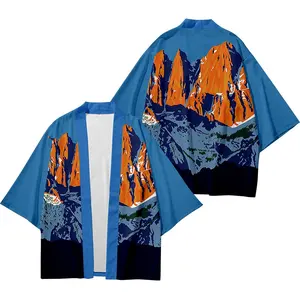 Áo khoác nam kimono truyền thống tự nhiên và mô hình núi giản dị áo khoác mỏng Áo khoác kimono Châu Á 2