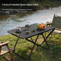 Table de camping pliable portable, hauteur réglable, ouverture hydraulique automatique, bureau tactique léger en acier au carbone pour le camping et les pique-niques