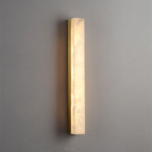 JYLIGHTING Slim Backlit Rectangular Spanish Natural <strong>Alabaster</strong> <strong>Column</strong> Brushed Brass Fairmont Hotel Corridor Wall Sconce <strong>Light</strong> - Product Image 4