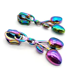 YYX Wholesale custom Cherry shape 5 zipper nylon runner pulls metal zip rainbow puller