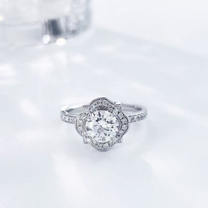 <span class=keywords><strong>Anillo</strong></span> de Diamantes Cultivados en Laboratorio con Flor Exquisita Romántica Star River, Platino PT950, <span class=keywords><strong>Anillo</strong></span> de Compromiso y Boda para Mujer, Joyería Fina, Alianza Nupcial - Product Image 2