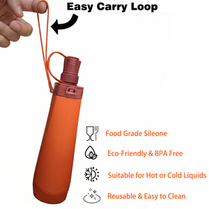 ขวดน้ำพับได้ ทนทาน น้ำหนักเบา ป้องกันการรั่วซึม ใช้ซ้ำได้ ปลอดสาร BPA ทำจากซิลิโคน - Product Image 4