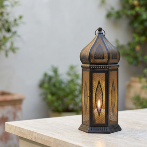 Dernières décorations du Ramadan des fabricants : lanternes marocaines en métal noir pour la maison et les événements - Product Image 2