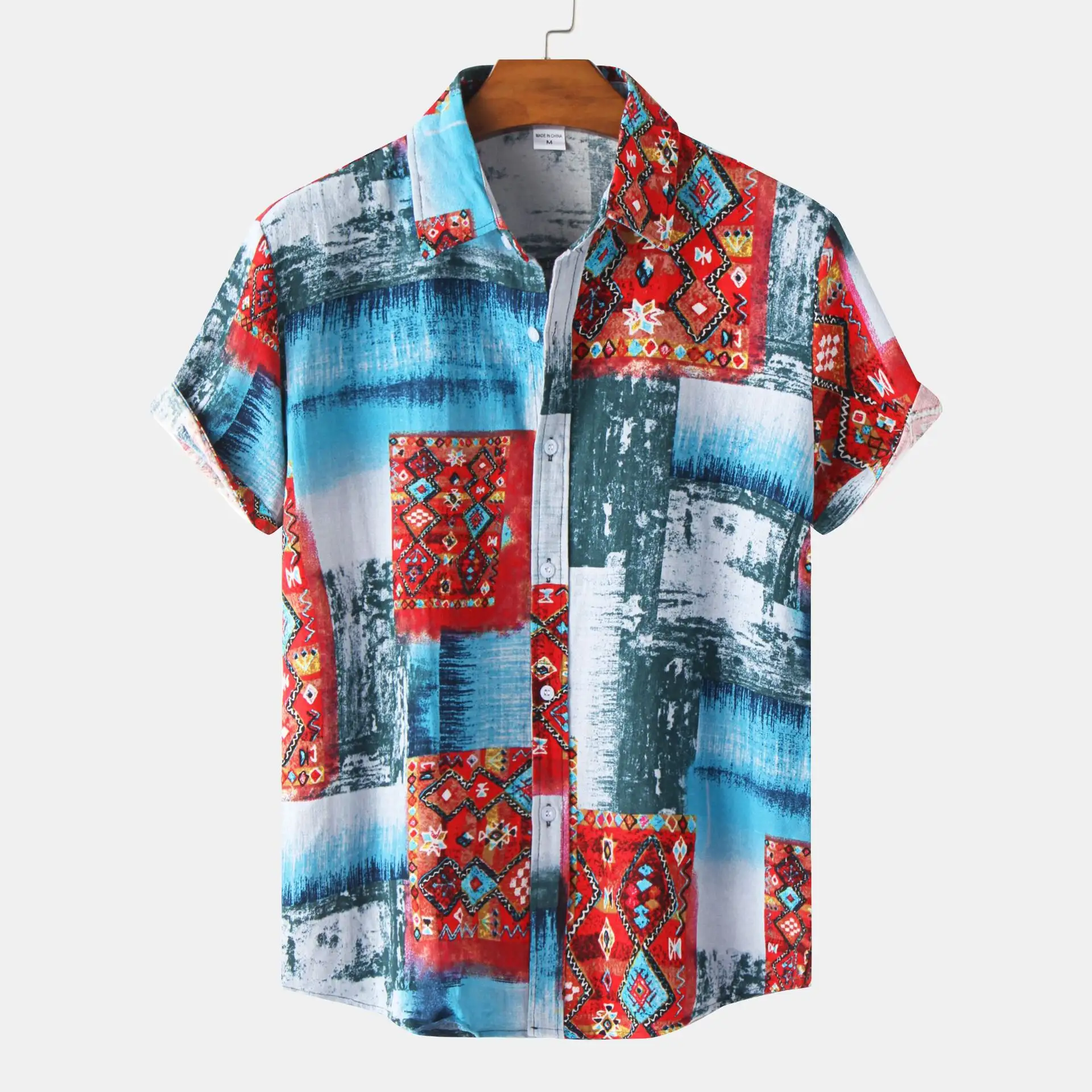 Plus Size Men's EBay Wish New 2023 Hot Sale Beach Casual Short Sleeve Printing Clothing Floral Shirts men wear custom shirt