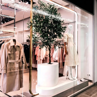Support de présentation de vêtements minimaliste en métal rotatif et détachable, avec anneau lumineux LED, piédestal moderne pour boutique, présentoir à vêtements