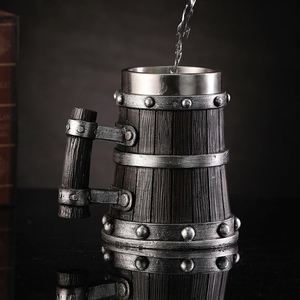 Gobelet à bière/eau en résine et bois personnalisé, fait main, en acier inoxydable, grande capacité, design vintage, cadeau pour bar - Product Image 3