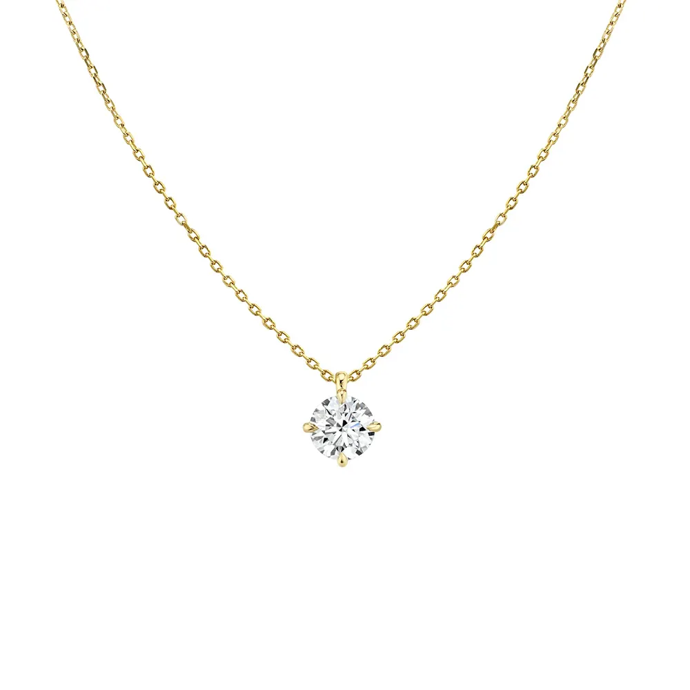 Gemnel high polish gold vermeil round diamond necklace for women