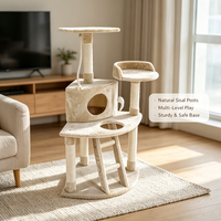 Arbre à chat multi-niveaux gris avec empreintes de pattes, poteaux en sisal, condo et perchoir en peluche avec jouet suspendu, mobilier d'intérieur pour chatons