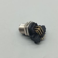 Connecteur M12 à angle droit pour montage sur panneau PCB, 12 broches, code A, mâle/femelle avec languette de mise à la terre