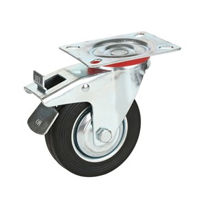 3-Zoll-Hochleistungs-Gummirolle Universal rad mit Brems rollen Industrie wagen behälter rollen - Product Image 2