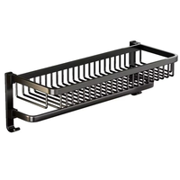 CF Kit d'accessoires de salle de bain pliants en aluminium noir mat Ensemble auto-adhésif de 7 pièces avec toilettes en céramique Raccords de salle de bain