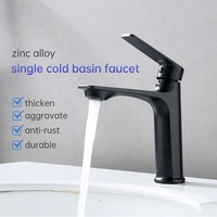 Grifo de Lavabo Moderno de Aleación de Zinc con Acabado Negro Mate, de un Solo Grifo, para Proyectos de Hoteles y Casas de Alquiler