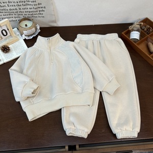 Autumn and Winter Children's Clothing Set Casual Solid Worsted Sweat <strong>Suit</strong> Fashionable Two-Piece Set for <strong>Boys</strong> and Girls - Product Image 3