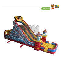Toboggan gonflable de 46 pieds à 2 voies avec piscine amovible, combo parc aquatique gonflable en PVC durable pour fêtes et événements d'enfants
