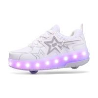 Chaussures à roulettes rétractables à deux roues, chaussures de Sport à roulettes LED clignotantes pour enfants et garçons