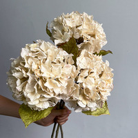 Bunga Hydrangea Kepala Besar 68cm Buatan, Tampilan Kering, Multi-Warna untuk Dekorasi Pernikahan, Centerpiece, Lobi Hotel, Bunga Sutra Grosir