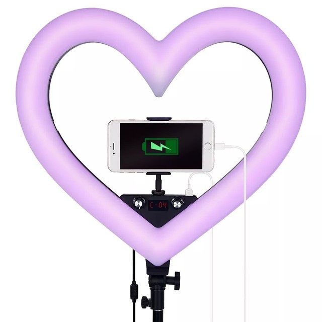 Wholesale 19 Inch RGB Heart Ring Light LED Photography Lights 60W Studio Fill Light With Tripod Stand for Livestream