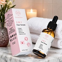 Sérum Visage Anti-Âge Hydratant, Éclaircissant et Raffermissant 5-en-1 au Collagène Fermenté, Vitamine C, Vitamine E, Niacinamide et Acide Hyaluronique