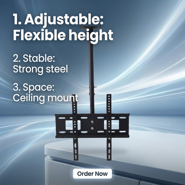 Motorized Ceiling TV Mount with Remote Control 360 Degree Swivel for 32 to 55 Inch TVs VESA 400x400