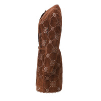 Manteau en cuir suédé véritable en peau de mouton, motif floral tendance, trench-coat en cuir ajouré pour femme avec ceinture