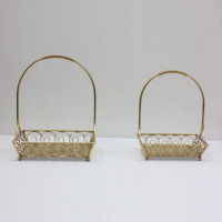 Panier de rangement moderne en métal doré pour la maison, meubles de salon antiques, table basse, revêtement en poudre, 4 ensembles / 0,086 m3 / carton