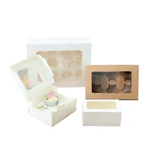 中国宠物蛋糕包装盒单个透明纸杯蛋糕盒，带可拆卸