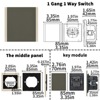 Interruptores y Enchufes de Pared WESA Ultrafinos con Botón Pulsador EU 1/2/3 Vías, Enchufe de Alimentación de 1 Vía, Combinación Libre, Diseño Moderno de Lujo