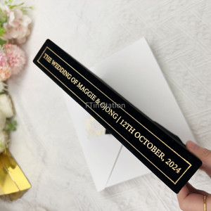 Biểu Tượng Tùy Chỉnh Nhung Màu Đen Hộp Với Vàng Gương Thẻ Acrylic Hộp Sang Trọng Lời Mời - Product Image 3