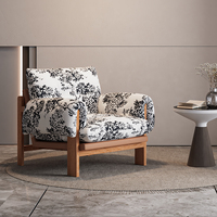 Fauteuil Moderne Rétro Médiéval en Bois Massif, Chaise de Loisirs Individuelle, Fauteuil d'Appoint Confortable pour Salon, Mobilier en Tissu de Designer